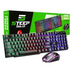 Steep Solid ST-KKM01S Kablolu Rainbow Işıklı Oyuncu Klavye-Mouse Set